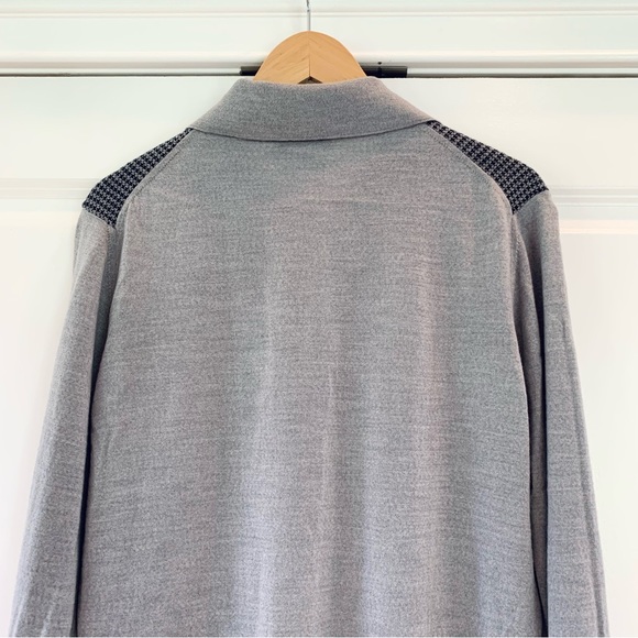 Canali Polo Sweater Long Sleeve Pullover Wool Gray Houndstooth Size 48 IT / US S - Picture 5 of 8